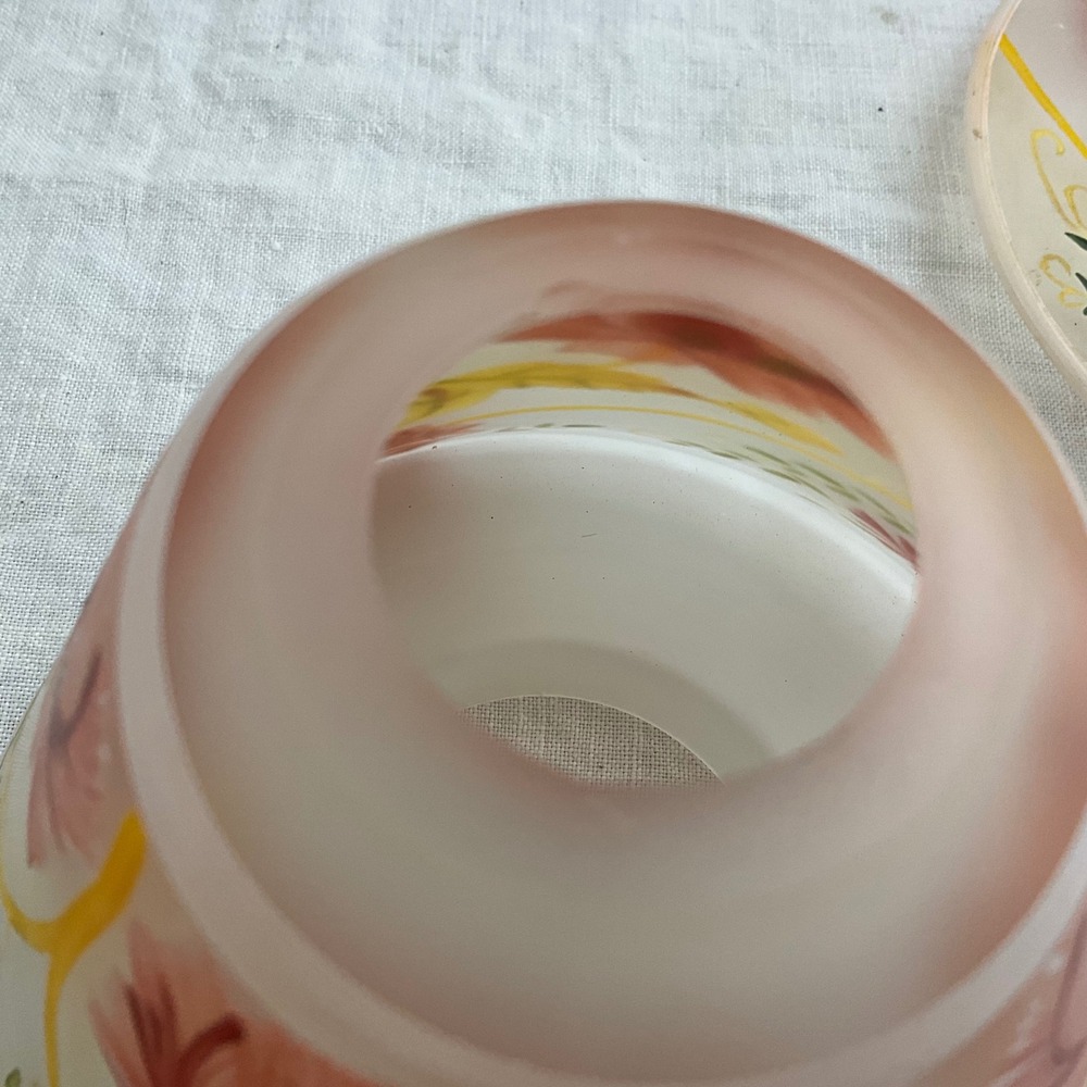 Vintage Yankee Candle Hand Painted Floral Shade Plate Set Pink Poppy Fairy Lamp - Picture 6 of 8